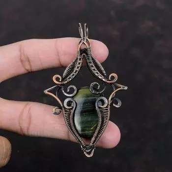 Nellite Gemstone Pendant Copper Wire Wrapped Pendant Handmade Brand New Jewelry Ethnic Style Pendant Nellite Copper Jewelry Pendant For Gift