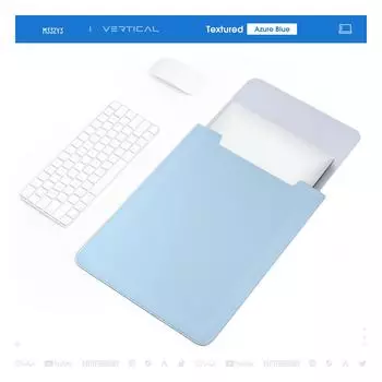 Немагнитная кожаная сумка для ноутбука Apple M2, Huawei, Lenovo Xiaoxin и планшетных компьютеров. 11 inches небесно-голубой