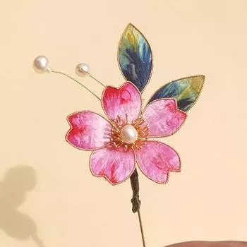 Нематериальное культурное наследие ручной работы из шелка персиковый цвет эдельвейс простая брошь жемчуг антикварные аксессуары ханьфу классическая брошь булавка ювелирные изделия розовый