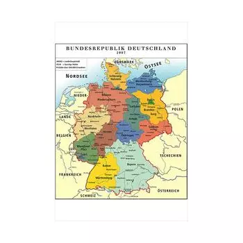 Немецкая карта Германии с политическим делением, картинки, картины, карта, украшение для дома/стены, инструменты для путешествий/образования A2-42x59cm unframe