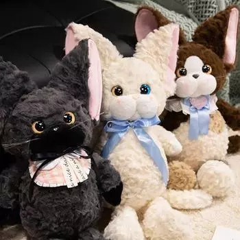 Немецкая кукла-кошка, изысканная кудрявая кошка в мешочке, плюшевая игрушка, успокаивающие куклы, детская кукла, подарок на день рождения, 1 шт, 17,7 дюйма One Size белый