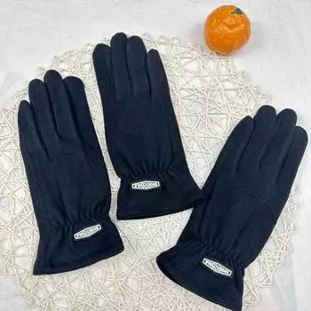 Немецкие бархатные мужские перчатки бархатные ветрозащитные теплые сенсорные перчатки для езды на велосипеде на пять пальцев чёрный