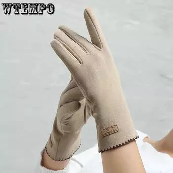 Немецкие бархатные перчатки, теплые перчатки с пальцами, модные женские лыжные перчатки на осень и зиму One Size синий