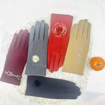 Немецкие бархатные термоперчатки женские ветрозащитные бархатные утепленные спортивные перчатки для верховой езды красный