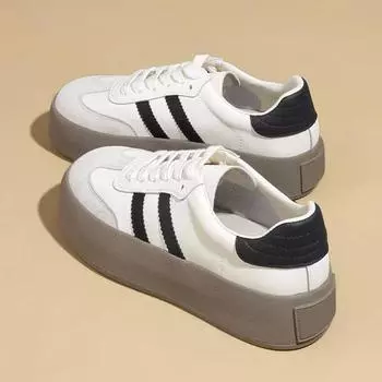 Немецкие кроссовки для увеличения роста, женские, новые, весенние и осенние, белые туфли, кроссовки Muffin Small Casual Board Shoes с толстой подошвой 35