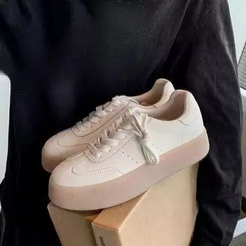 Немецкие кроссовки из натуральной кожи, женские туфли, толстая подошва, дышащие белые туфли, осенние новые универсальные кроссовки для сноуборда, повседневные кроссовки 35