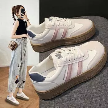 Немецкие кроссовки на толстой подошве для женщин, летняя одежда 2025, новые повседневные ленивые парусиновые туфли для женщин, белые туфли 35