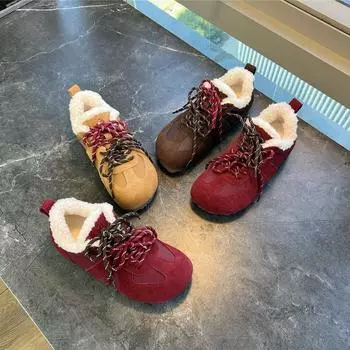 Немецкие кроссовки женские из натуральной кожи зимние плоские бархатные туфли Forrest Gump женские повседневные кроссовки женские 35 жёлтый