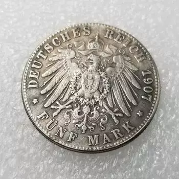 Немецкие памятные коллекционные сувениры 1907 года, серебряные монеты разноцветный