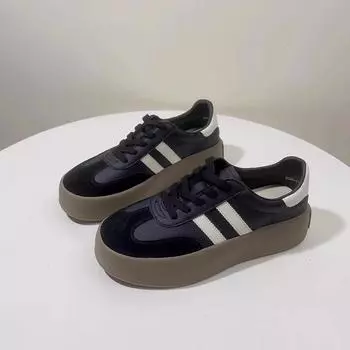 Немецкие тренировочные женские туфли из натуральной кожи, новинка 2025 года, белые туфли на платформе, ретро-обувь Forrest Gump, повседневная спортивная обувь для сноуборда 35