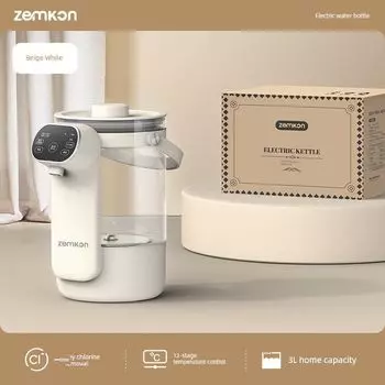 Немецкий электрочайник Zemkon для дома с термоизоляцией, встроенный автоматический диспенсер для воды с постоянной температурой, многофункциональный чайник 3 л 3L 304 Stainless Steel Heating Plate