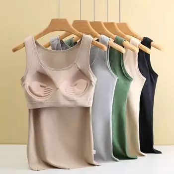 Немецкий бархатный теплый жилет, женское нижнее белье, зима с подушкой на груди и толстым бархатным внутренним слоем, нижняя рубашка, облегающий осенний топ M