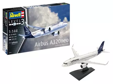 Немецкий Revell Airbus A320neo Lufthansa Пассажирский самолет Пластиковая модель 03942 (Revell) 1/144