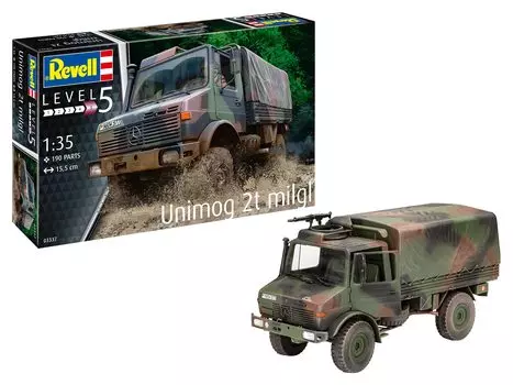 Немецкий Revell Немецкая армия Unimog Пластиковая модель 03337 Цвет литья (Revell) 1/35 (2т милгл)