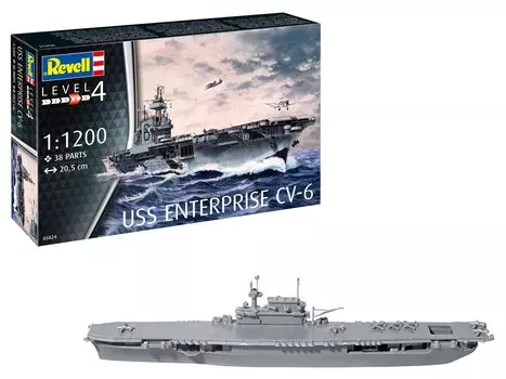 Немецкий уровень 1/1200 ВМС США USS Enterprise CV-6 Пластиковая модель 05824 Цвет литья