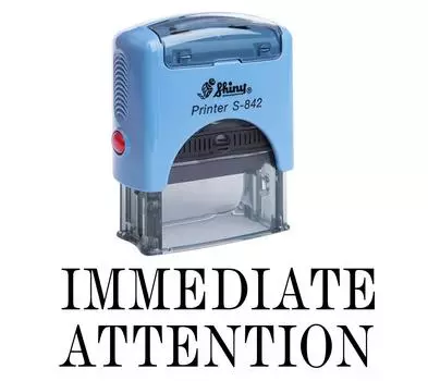 НЕМЕДЛЕННОЕ ВНИМАНИЕ Самоклеящаяся резиновая печать Офис Стационарная блестящая печать Impression Area 14 mm x 38 mm красный