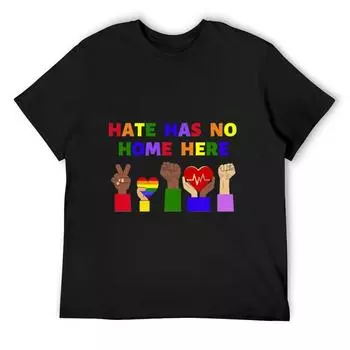 Ненависть не имеет здесь места Футболка Мужская одежда Милые топы Графические рубашки Графические мужские дизайнерские одежды S белый