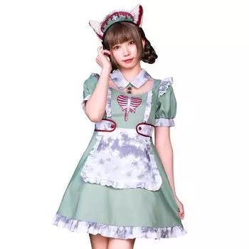 Neo Zombie Косплей Хэллоуин Медсестра-наркоманка Кошка Зеленый [Прозрачный камень] Женский