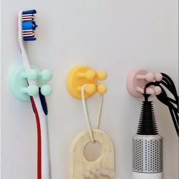 Необходимый силиконовый держатель для зубной щетки, самоклеящийся многофункциональный держатель для вилок, прочный водонепроницаемый крючок для подвешивания ключей синий