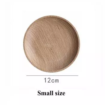 Необработанная круглая сервировочная тарелка из бука, деревянная тарелка для еды, фруктов, столовая посуда 12cm