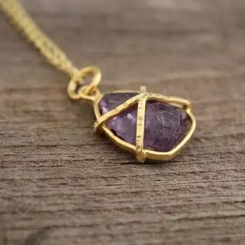 Необработанный аметист, ожерелья из необработанного хрусталя Free Size фиолетовый