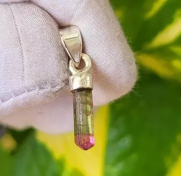 Необработанный двухцветный турмалин натуральный драгоценный камень 925 стерлингового серебра кулон A109 подарок