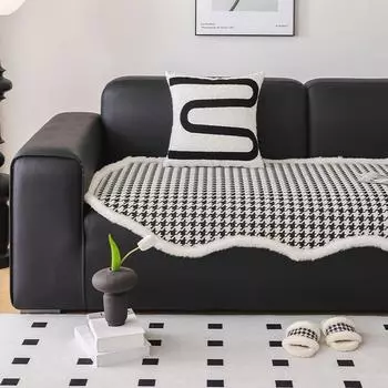 Необычная диванная подушка Qianniao в виде сетки на осень и зиму, новый высококачественный чехол для дивана с краями из кроличьего меха, прямой ряд 90*90cm