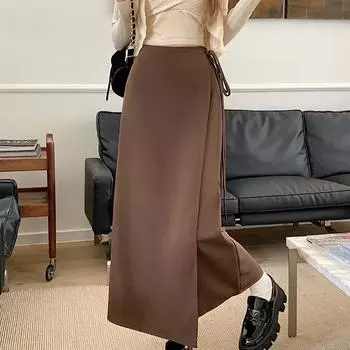 Необычная длинная юбка, женские летние юбки до щиколотки, повседневные длинные юбки-карандаш с высокой талией, женские S чёрный