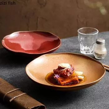 Необычная керамическая обеденная тарелка Фруктовая тарелка Салатница Тарелки для суши Западные тарелки для стейков Тарелка для димсамов Десертная чаша