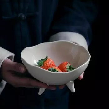 Необычная керамическая тарелка Тарелка для закусок из сухофруктов Поднос для закусок на ходулях Фруктовый поднос Салатница Декоративная тарелка Посуда Посуда