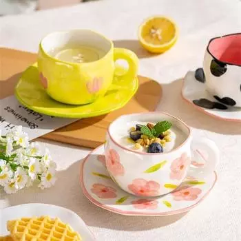 Необычная кружка для кофе ручной работы, керамические чашки для воды, симпатичная чашка для послеобеденного чая, кружки в стиле молодой девушки, бытовая чашка для молока, сока, посуда для напитков 301-400ml