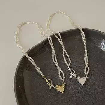 Необычная металлическая подвеска Love, двухслойное жемчужное ожерелье для женщин, легкая роскошная элегантная универсальная цепочка на шею, цепочка на ключицу