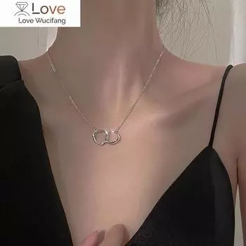 Необычная мода, новое ожерелье из стерлингового серебра 925 пробы с круглым квадратным кулоном для женщин, подарочные ювелирные изделия, аксессуары золотой