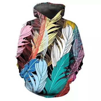 Необычная персонализированная 3D цифровая печать перьев повседневная толстовка с капюшоном новая мужская толстовка с капюшоном модная толстовка S