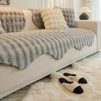 Необычная плюшевая подушка для дивана с изображением кролика, зимняя мягкая плюшевая подушка, нескользящий мягкий чехол для дивана, новый чехол, полотенце из ткани 90x90cm