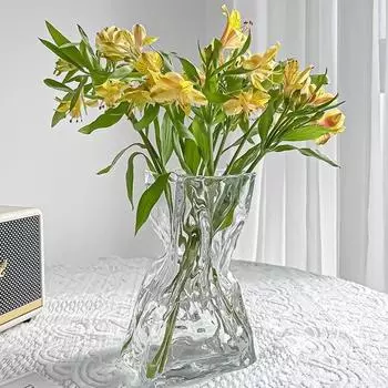 Необычная стеклянная ваза для цветов, кристально чистая ваза, декоративные вазы в стиле Ins для домашнего офиса, свадебного обеденного стола, декора вечеринки