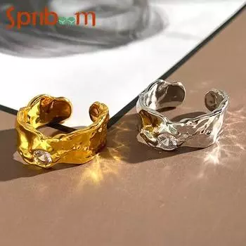 Необычное кольцо с цирконом для женщин, открытые регулируемые кольца для девочек на указательный палец, золотого цвета, серебряного цвета, металлические украшения, аксессуары для вечеринок золотой