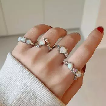 Необычное кольцо с опалом, модное, элегантное, простое, женское, в стиле панк, с текстурой лавы, кольца ручной работы для девочек, вечерние ювелирные изделия, подарки, аксессуары