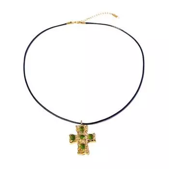 Необычное ожерелье с крестом, металлическое, преувеличенное, ювелирное изделие, изысканное винтажное ожерелье, мужское зелёный