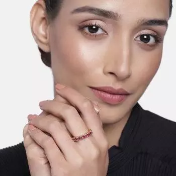 Необычное позолоченное кольцо с несколькими квадратными розовыми американскими бриллиантами (регулируемое)