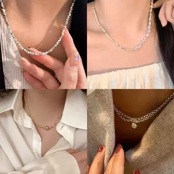 Необычное сломанное серебряное ожерелье, модное легкое роскошное стильное женское темпераментное изысканное ожерелье, ювелирные изделия для свадебной вечеринки, подарки A25