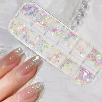 Необычные блестки для ногтей, съемные, разнообразные стили, украшения для ногтей разноцветный