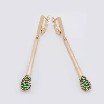 Необычные длинные серьги-капли для женщин, розовое золото 585, зеленый, инкрустация микровоском, прозрачный кубический циркон, высокое качество, подарочные ювелирные изделия