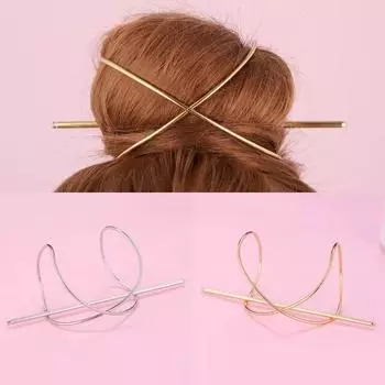 Необычные геометрические палочки для волос, женская мода, изогнутый металлический хвостик, держатель для булочек, прическа, шпилька, аксессуары для волос, ювелирные изделия