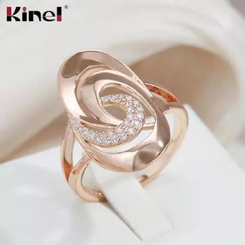 Необычные кольца Kinel из розового золота для женщин, минималистичные модные украшения 7 розового золота