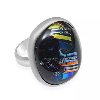 Необычные кольца ручной работы из стерлингового серебра 925 пробы с драгоценным камнем из дихроичного стекла для женщин и девочек 4.75