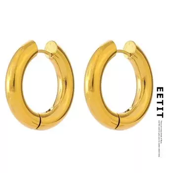 Необычные круглые серьги-кольца Eetit для женщин из нержавеющей стали золотой