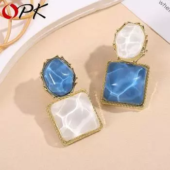 Необычные квадратные овальные OPK женские свадебные украшения роскошные серьги для женщин серьги-подвески