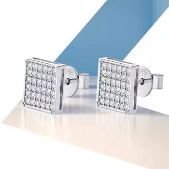 Необычные квадратные серьги-гвоздики с муассанитом и бриллиантами для женщин, сертифицированные стерлингового серебра 925 пробы, модные изысканные юбилейные украшения белый