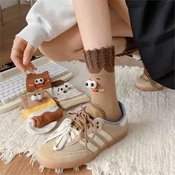 Необычные мультяшные носки средней длины с большими глазами — модные и милые в Интернете! Standard